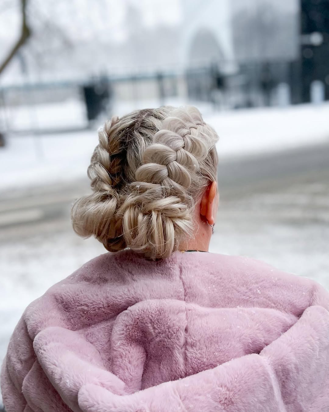 Dutch braids chignons