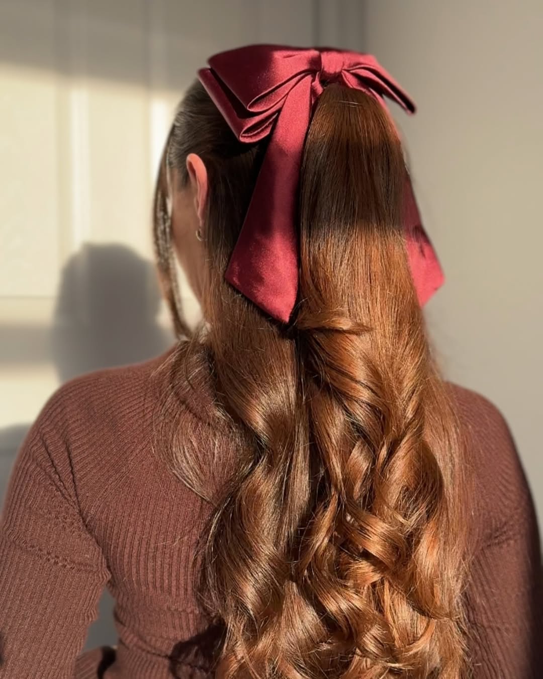 Merlot bow ponytail