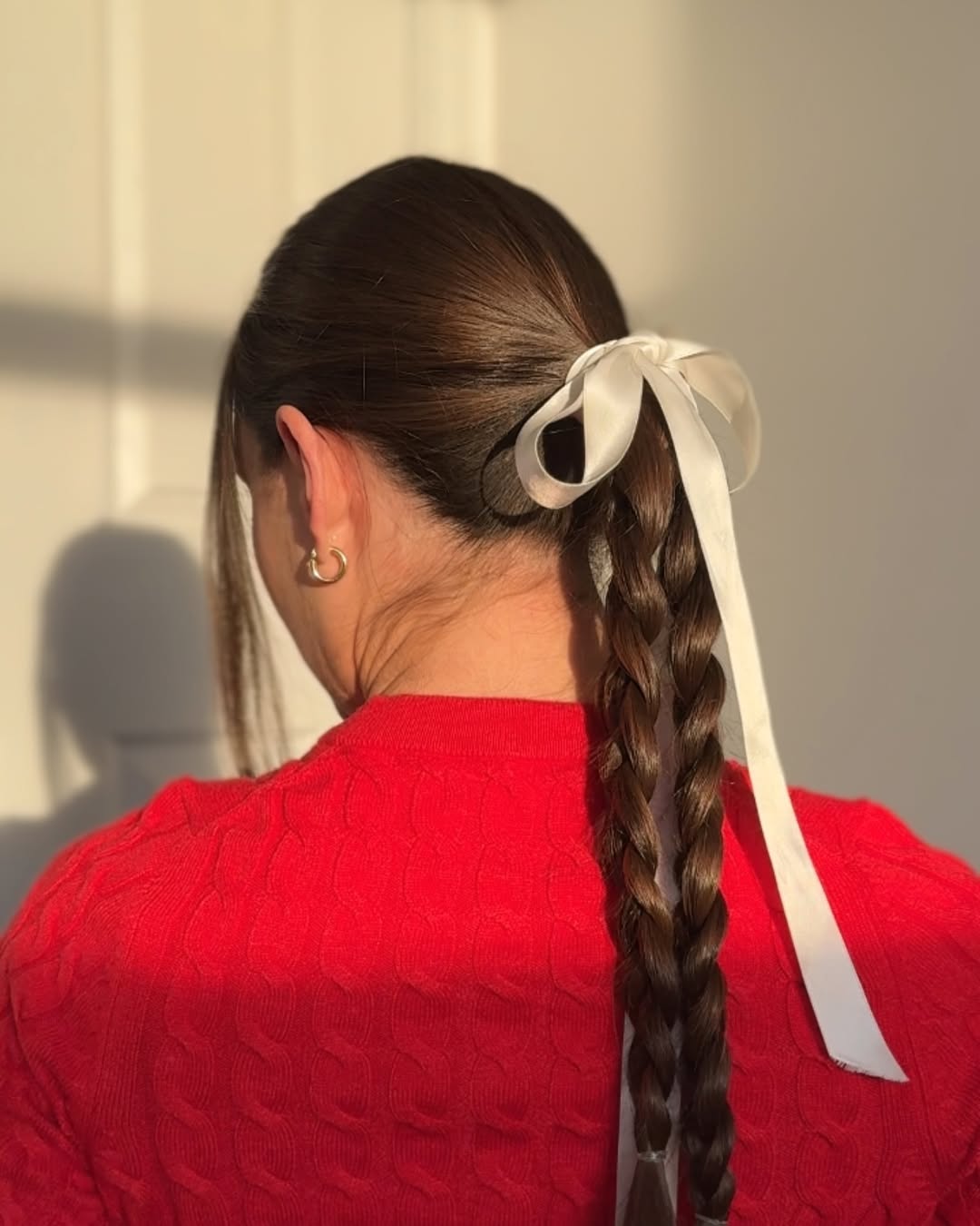 Braids low pony ribbon